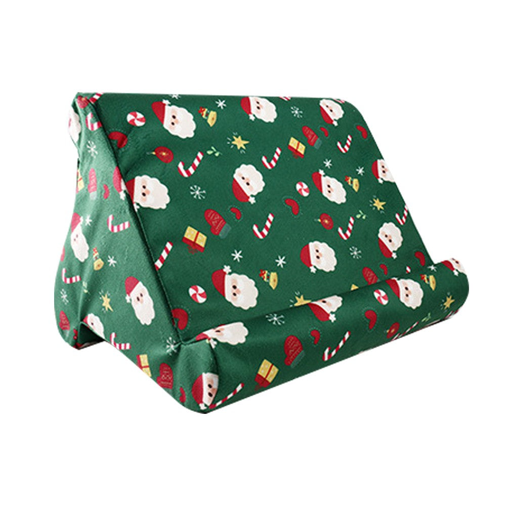 Christmas Printed Multi Angle Soft Pillow Mobile Phone Holder for iPad Tablet Stand with Mesh Bag and Handle