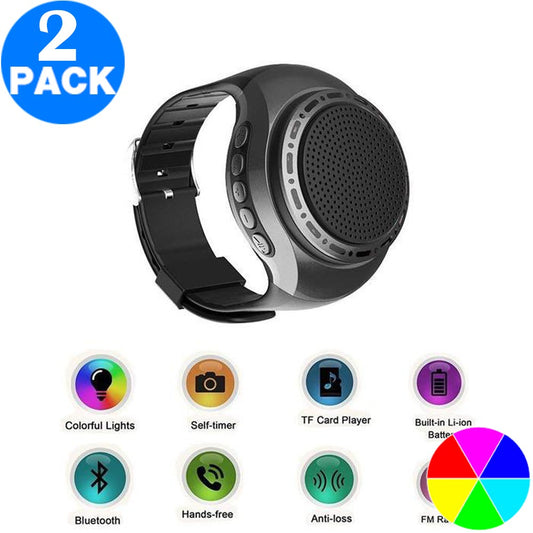 2 X U6 Multi Function Portable Wireless Wrist Bluetooth Speaker Watch with Colourful Lights