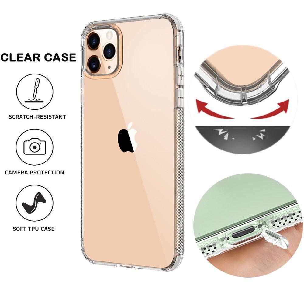 Clear Transparent Shockproof Protective Phone Case with Dustproof Plug and Four Shockproof Guard for iPhone