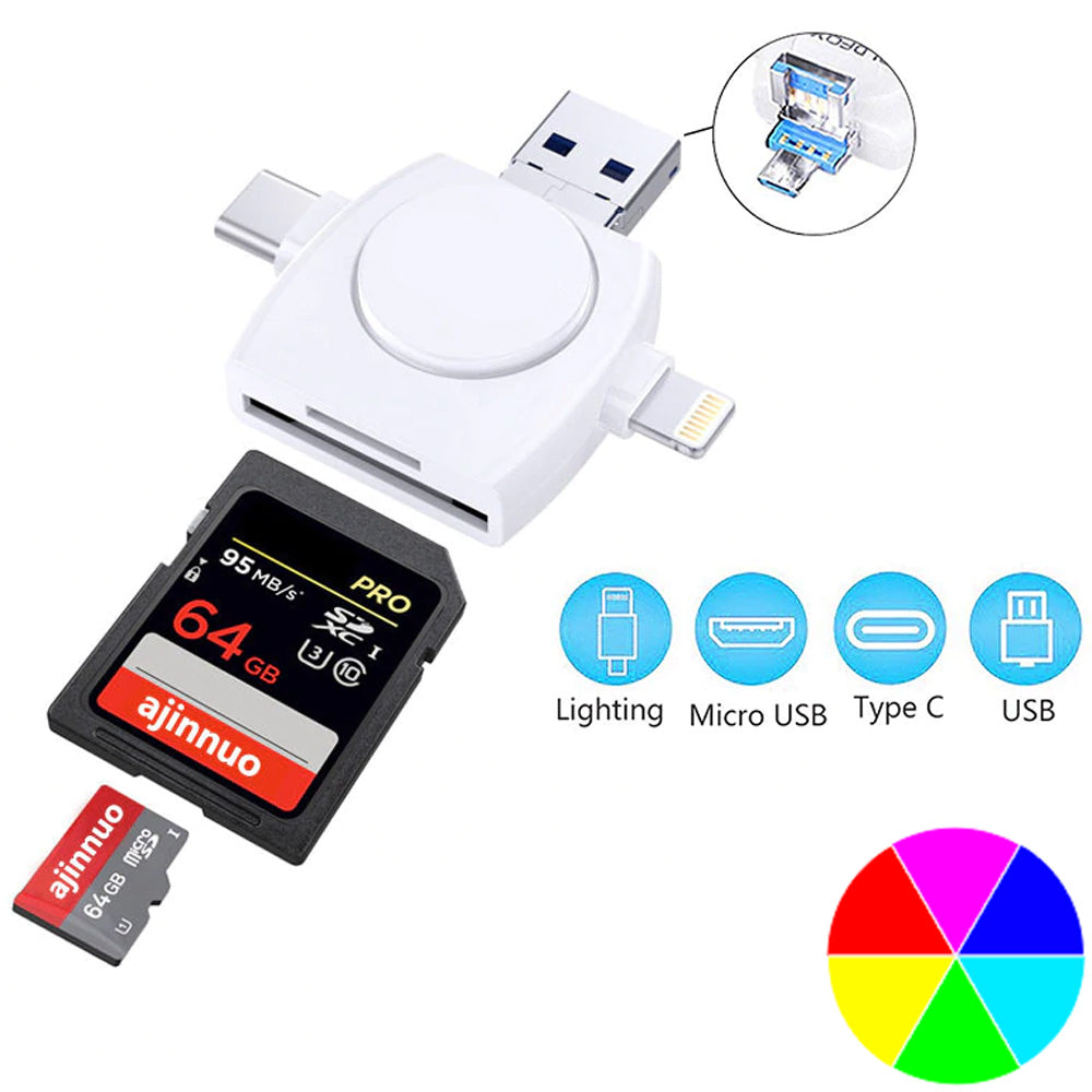 4 in 1 SD Card Reader TF Card Reader Memory Card Adapter USB 2.0 OTG Type C