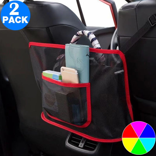 2 X Handbag Storage Net Bag Handbag Holder with Car Back Rear Seat Organizer Mesh Pocket