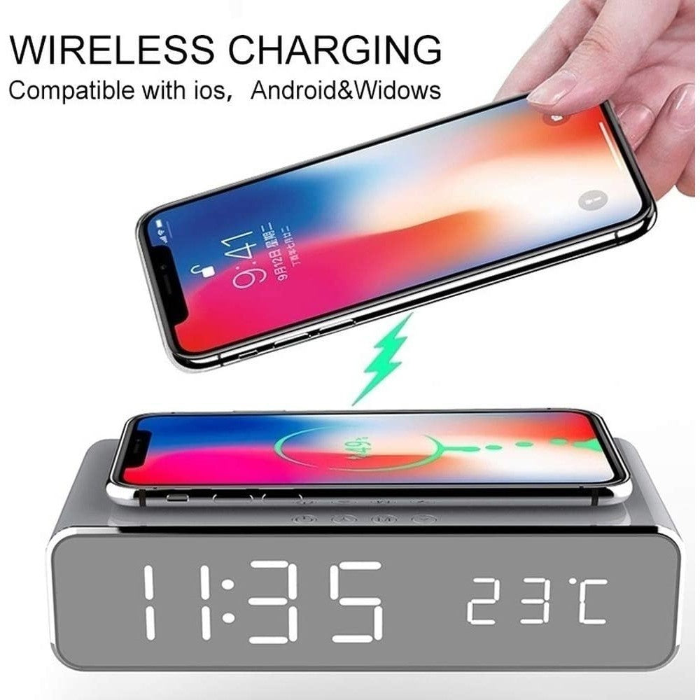 2 In 1 Alarm Clock Wireless Charging Pad for Cell Phone AirPods Pro