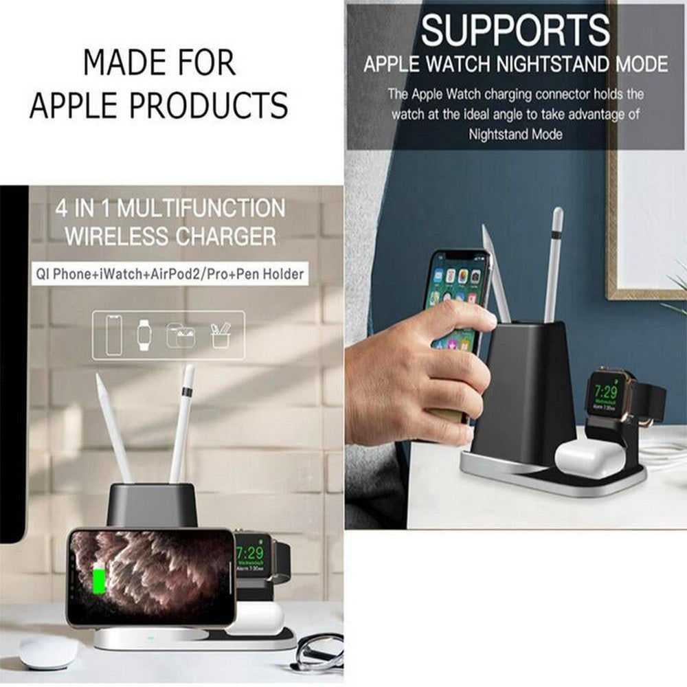 4 In 1 Universal Wireless Charging Station and Storage Box for Apple QI Devices