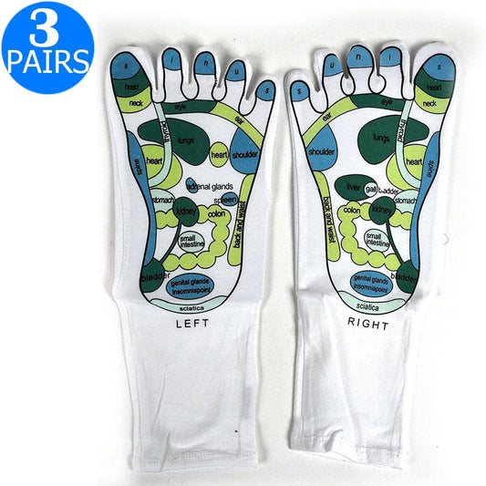 3 Pairs of Printed Gel Socks Reflexology Socks Random Colour