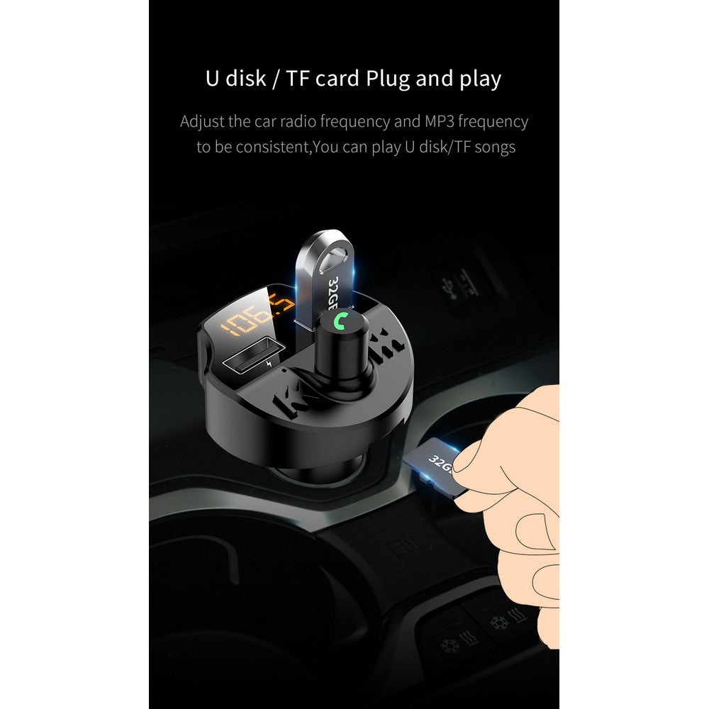 2 Pack T66 Car Wireless Bluetooth Receiver Transmitter Vehicle MP3 Player with 3.1A Dual USB Fast Charging Port