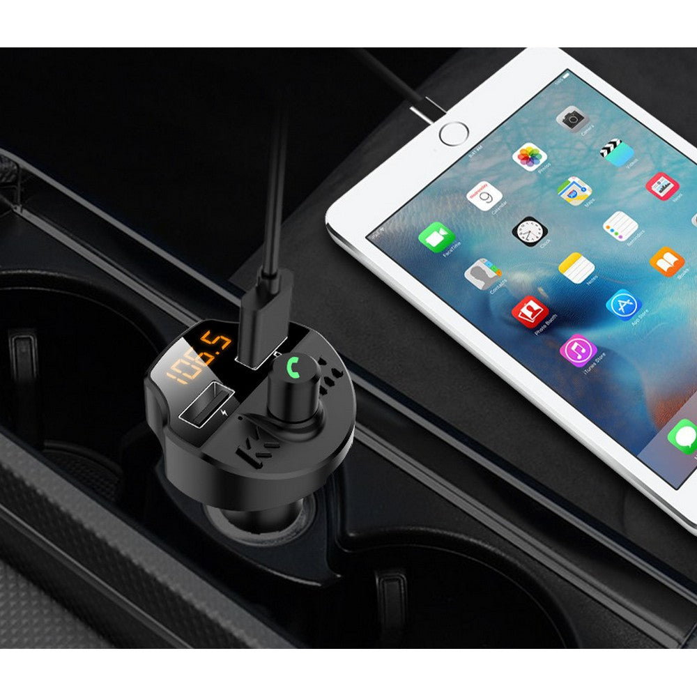 2 Pack T66 Car Wireless Bluetooth Receiver Transmitter Vehicle MP3 Player with 3.1A Dual USB Fast Charging Port