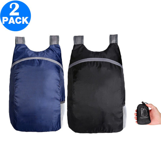 2 X Collapsible Backpack Foldable Lightweight Traveling Backpack Hiking Daypack for Travel Camping Outdoor Black and Navy