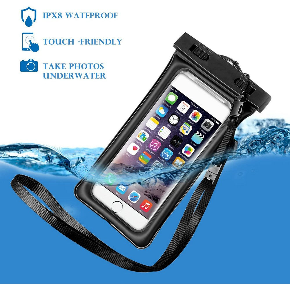 Floatable IPX8 Waterproof Case Cellphone Bag Touchable Phone Pouch with Armband and Audio Jack