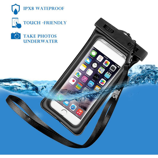 Floatable IPX8 Waterproof Case Cellphone Bag Touchable Phone Pouch with Armband and Audio Jack