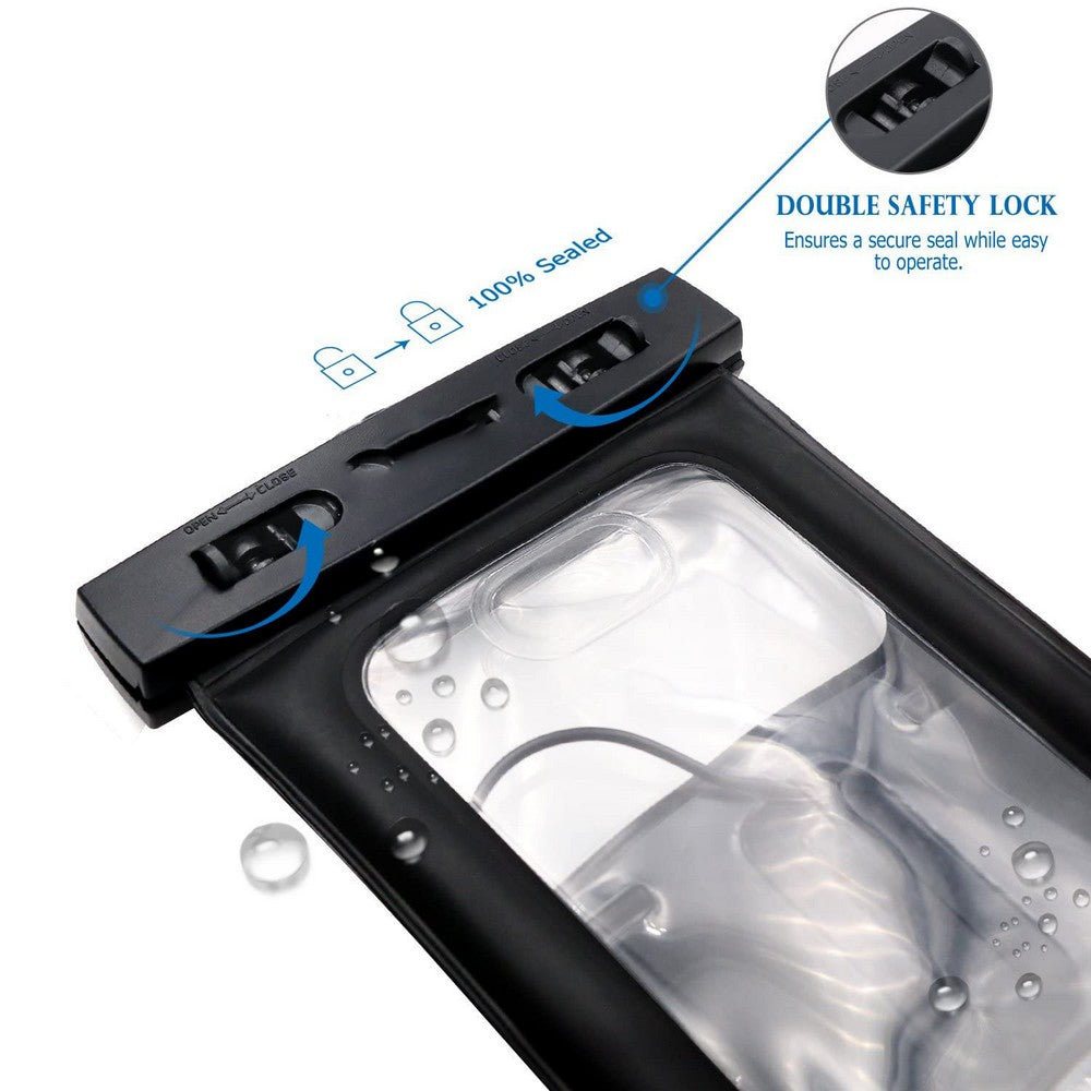 Floatable IPX8 Waterproof Case Cellphone Bag Touchable Phone Pouch with Armband and Audio Jack