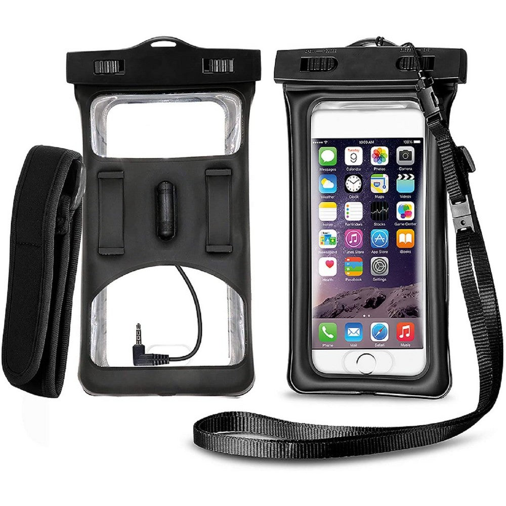 Floatable IPX8 Waterproof Case Cellphone Bag Touchable Phone Pouch with Armband and Audio Jack