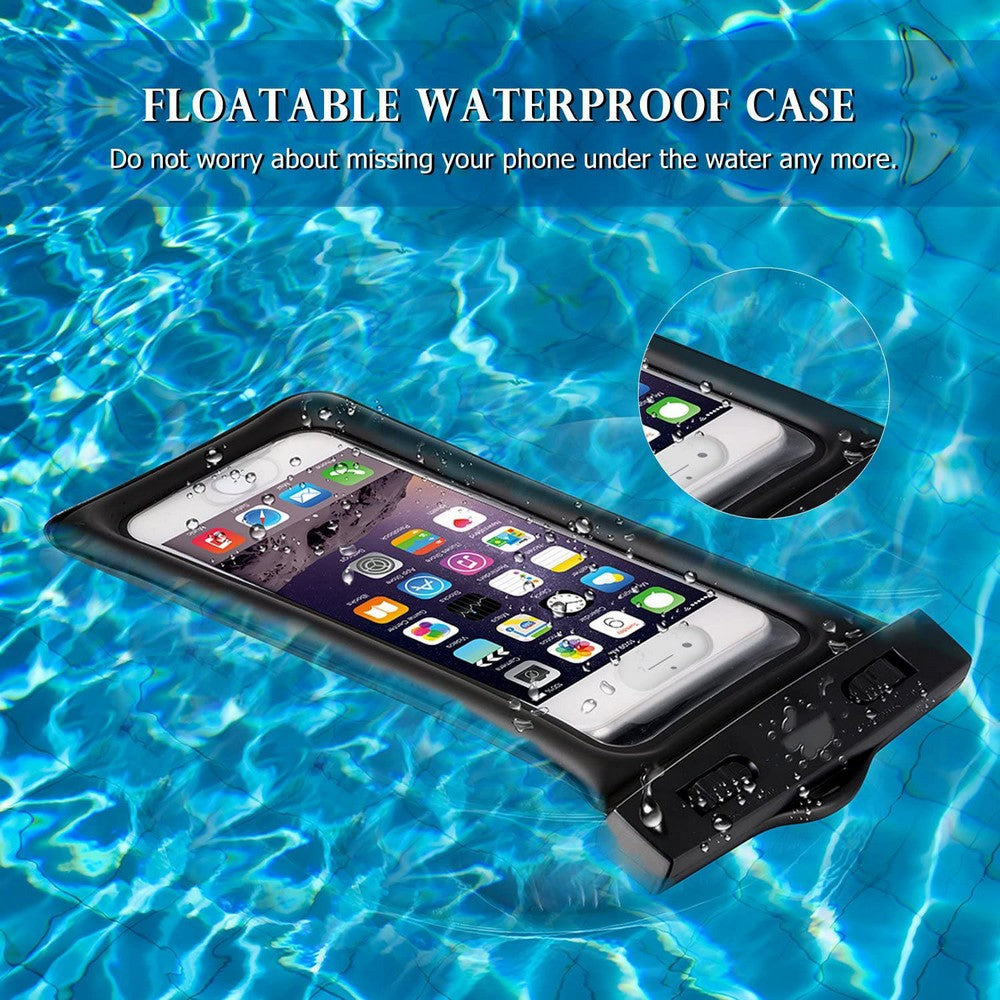 Floatable IPX8 Waterproof Case Cellphone Bag Touchable Phone Pouch with Armband and Audio Jack