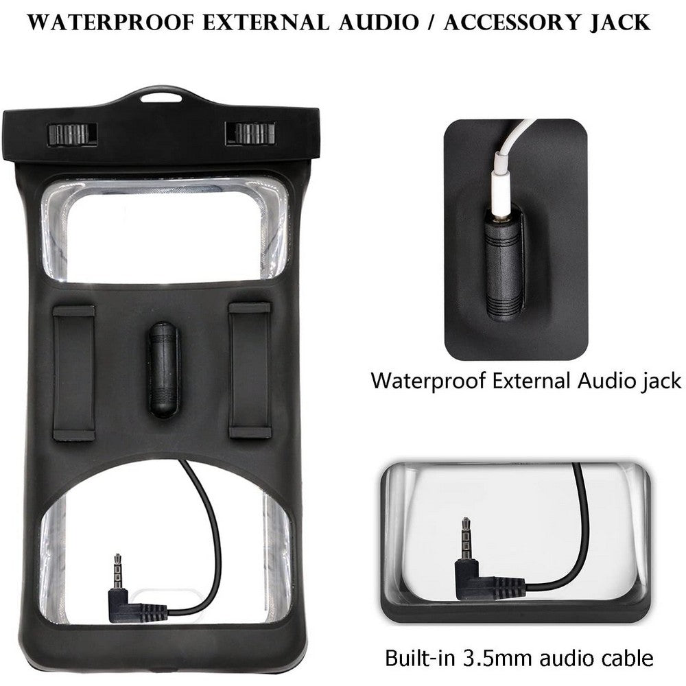 Floatable IPX8 Waterproof Case Cellphone Bag Touchable Phone Pouch with Armband and Audio Jack