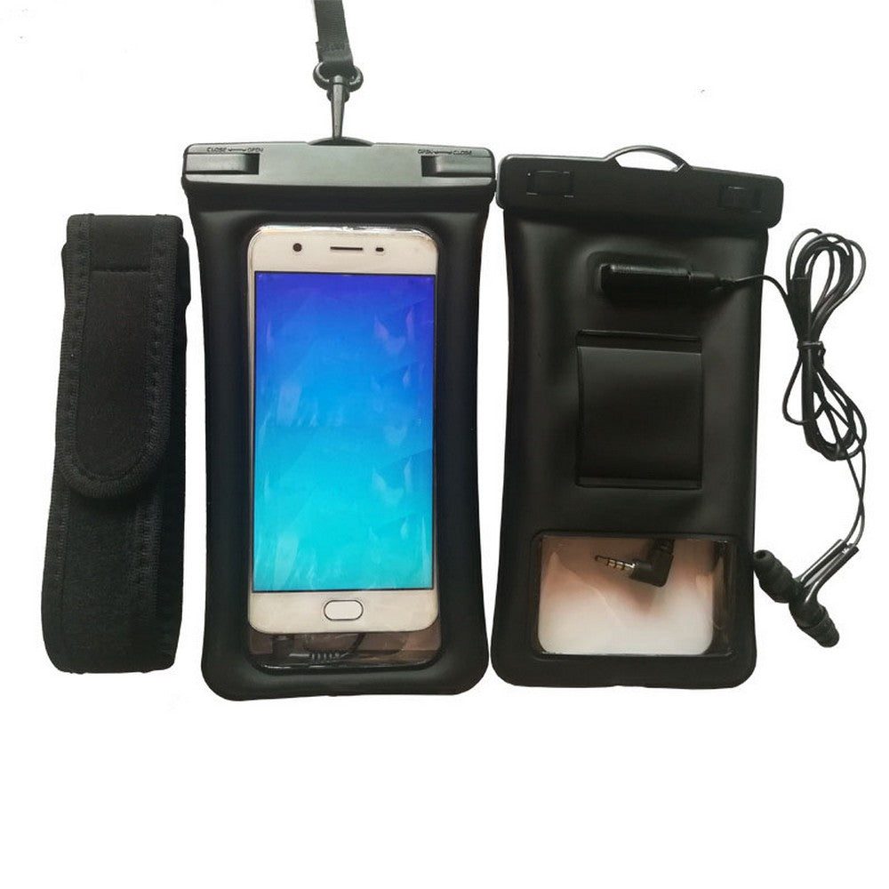 Floatable IPX8 Waterproof Case Cellphone Bag Touchable Phone Pouch with Armband and Audio Jack