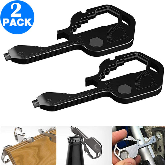 2 Pack Same Colour 24 In 1 Multifunctional Key Tool Screwdriver Bottle Opener Measuring Wrench Box Cutter Bit Driver