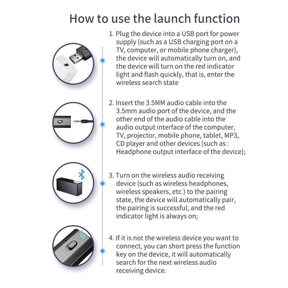 4 Pack 2 Modes Car Bluetooth Adapter Home Speaker Bluetooth Transmitter Receiver with 3.5mm Aux Jack Stereo Cable