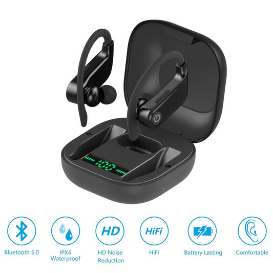 Q62 Bluetooth 5.0 TWS Stereo HiFi Sound Wireless Earbuds Sweatproof Earphone with LED Charging Case