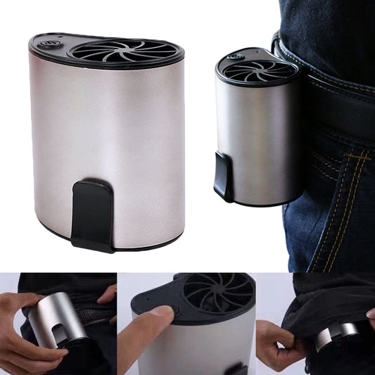 Mini Portable USB Rechargeable Fan Waist Fan Can be Worn on the Waist Silver