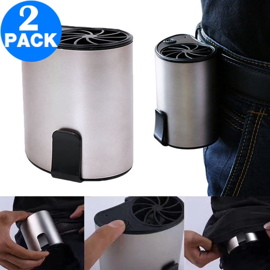 2 Pack Mini Portable USB Rechargeable Fan Waist Fan Can be Worn on the Waist Silver