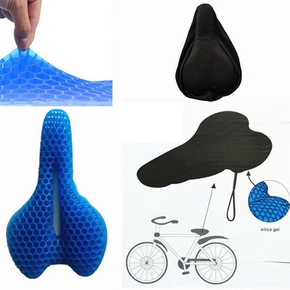 Honeycomb Design Gel Bike Seat Cover Gel Seat Cushion Bicycle Seat Bike Saddle Cushion Gel Sitter with Dust Resistant Cover