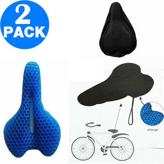 2 X Honeycomb Design Gel Bike Seat Covers Gel Seat Cushions Bicycle Seat Bike Saddle Cushions Gel Sitters with Dust Resistant Covers