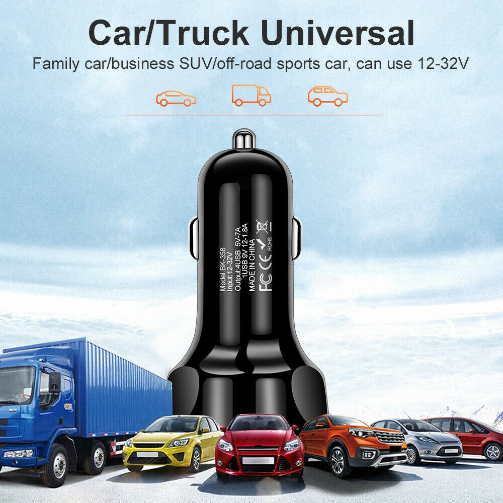 2 X Same Colour 4 In 1 4 USB QC 3.0 Fast Charging Car Charger Adapter Car Accessories with LED Lights