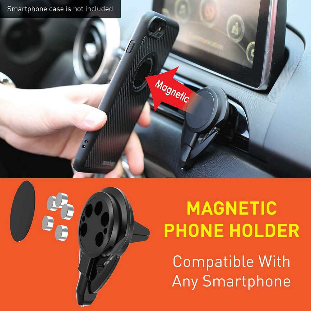 3 In 1 Car Phone Holder with Emergency Escape Tool Universal Air Vent Magnetic Cell Phone Mount Holder Seat Belt Cutter Window Breaker