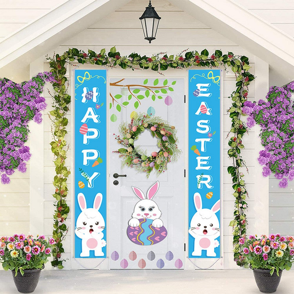 1 Pair of Happy Easter Banner Easter Porch Sign Door Decoration Easter Decoration