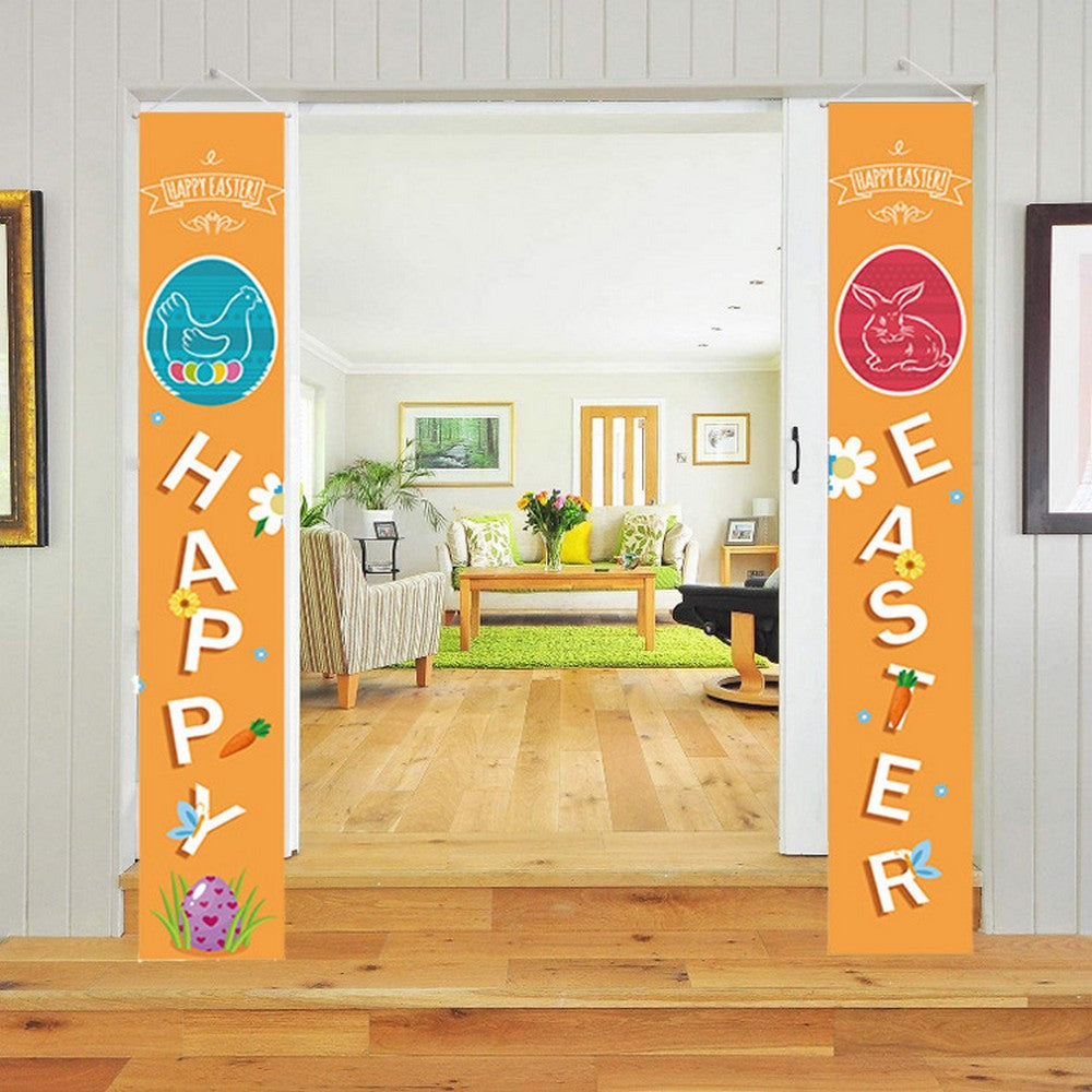 1 Pair of Happy Easter Banner Easter Porch Sign Door Decoration Easter Decoration