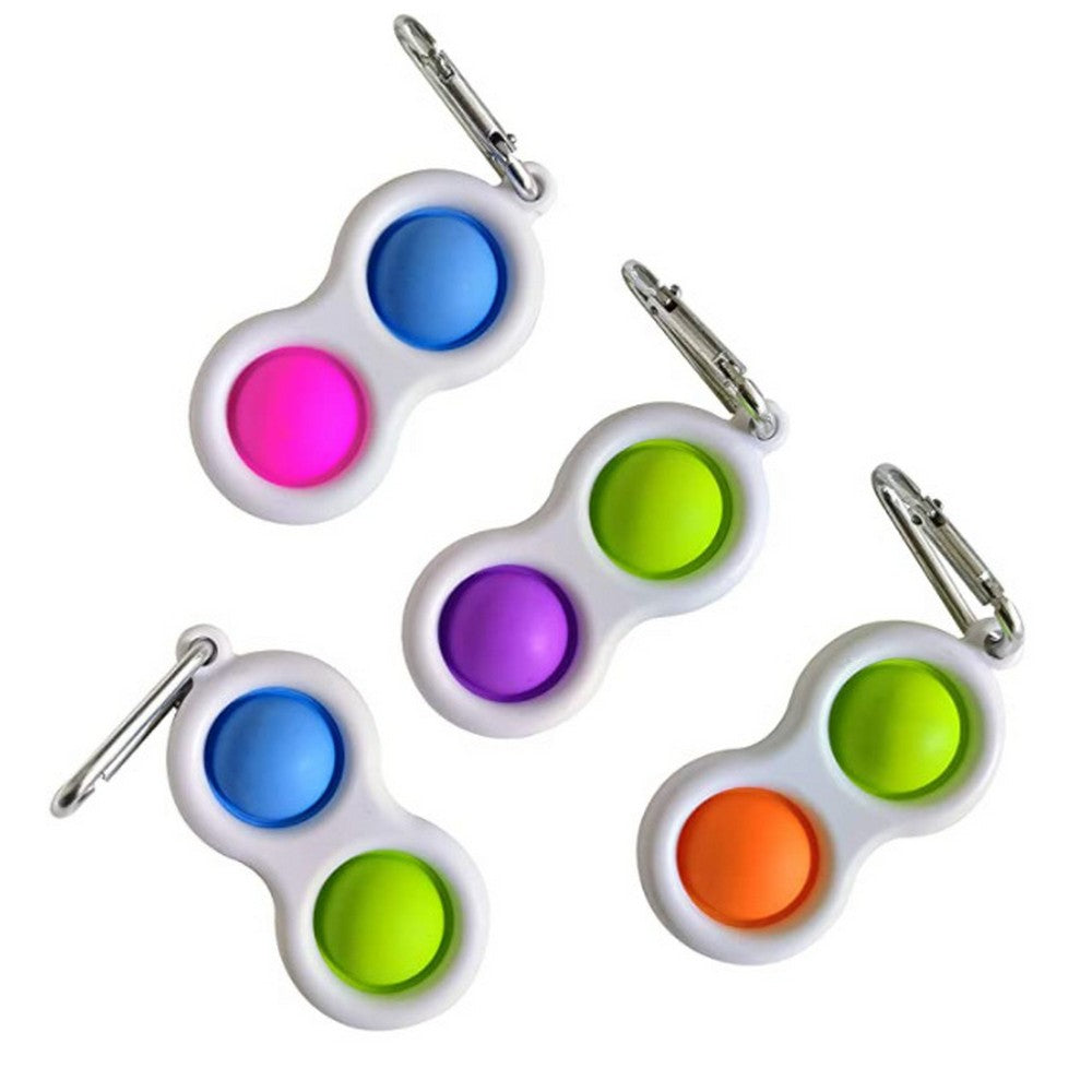 4 X Simple Dimple Fidget Keychain Pressure Reliever Push Pop Pop Bubble Stress Relief Toy for Kids and Adults Random Colour