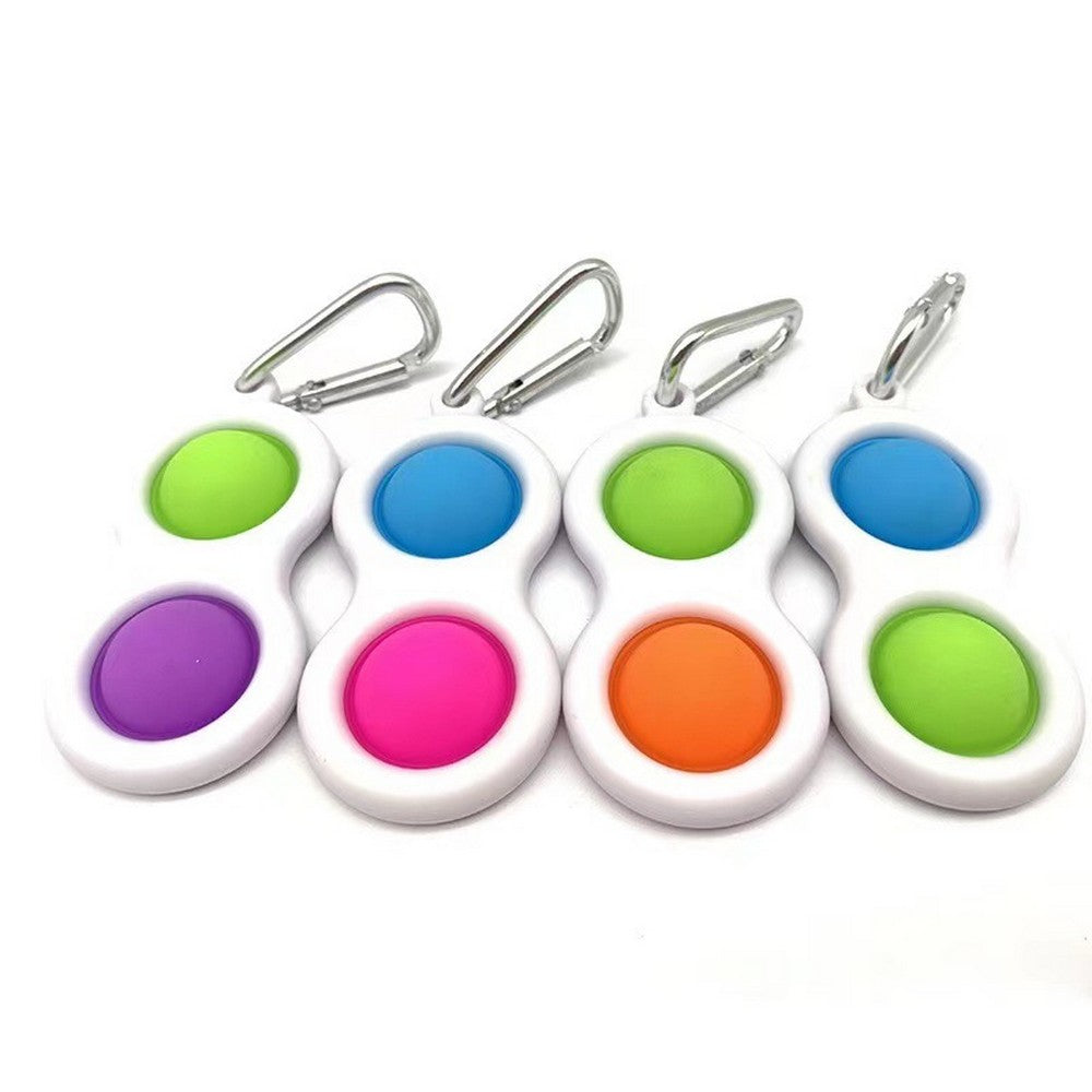 4 X Simple Dimple Fidget Keychain Pressure Reliever Push Pop Pop Bubble Stress Relief Toy for Kids and Adults Random Colour