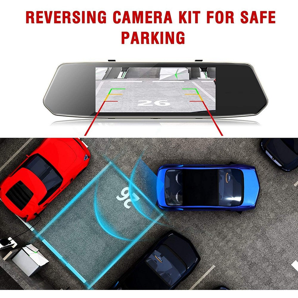 Full HD 1080P Car Rearview Anti Glare Blue Mirror Dash Cam Dual Lens Car Camera NOT Touchscreen with Night Vision Loop Recording  WITHOUT SD CARD