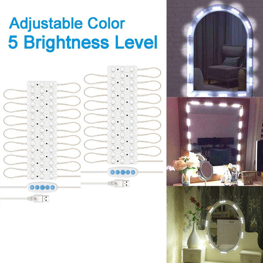 2 X LED Vanity Mirror Make Up Lights Dimmable Strip Lights Adjustable 5 Brightness Level Lamp Under Cabinet Light Kitchen Closet Night Light