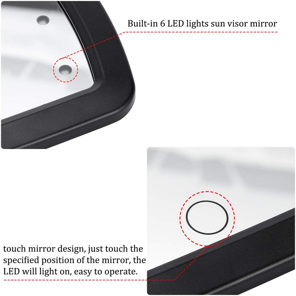 Car Sun Visor Mirror Touchscreen Makeup Mirror with 6 LED Lights