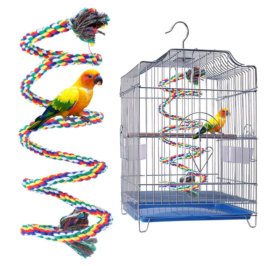 0.5M Parrot Rope Bird Cage Coil Swing Birdie Rope Bird Toy with Bell