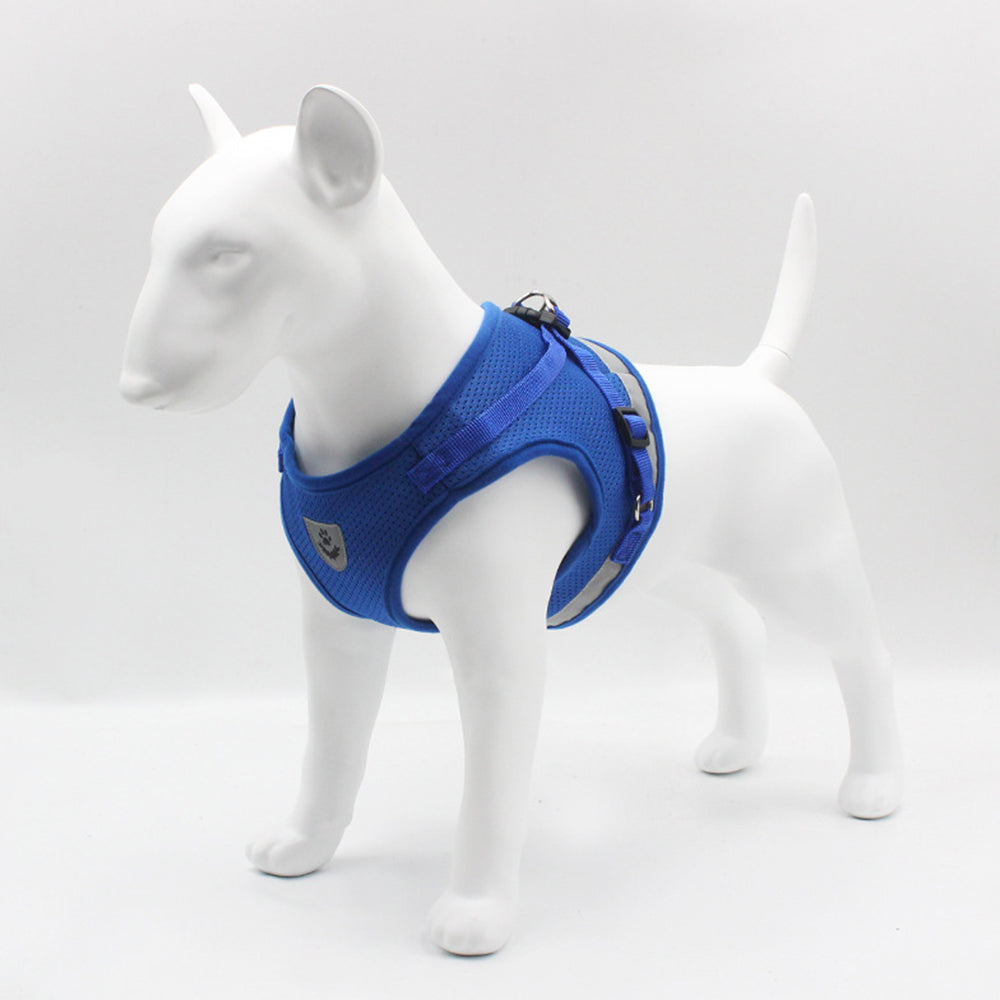 XL Size Pet Dog Adjustable Harness Lead Leash Dog Reflective Harness Cat Lead Leash Dog Vest Blue