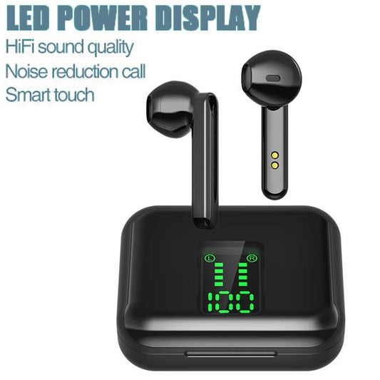 X15 Wireless Earbuds Bluetooth 5.0 Headphones Hi-Fi Stereo Touch Control TWS Headset with LED Power Display Charging Case Black