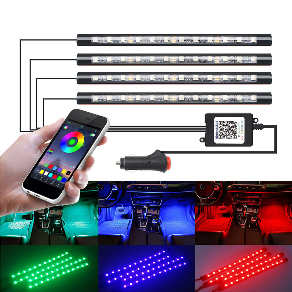 APP Control Interior Car LED Light Remote Music Sync Colour Change RGB Light