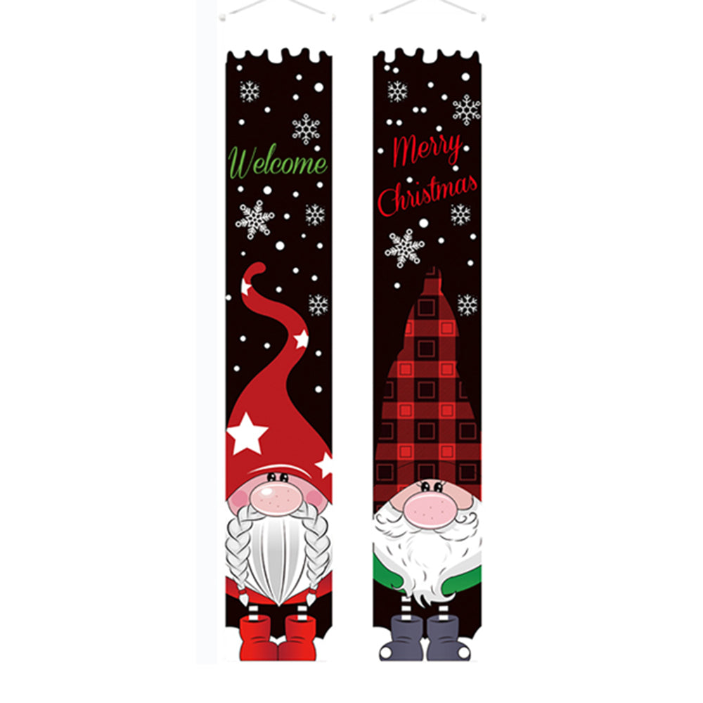 1 Pair of Black Christmas Banner Gnome Pattern Xmas Door Banner Home Decorations