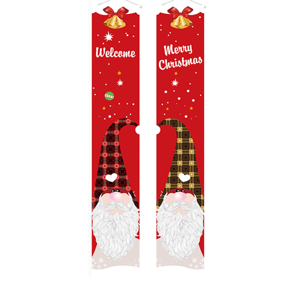 1 Pair of Red Christmas Banner Gnome Pattern Xmas Door Banner Home Decorations