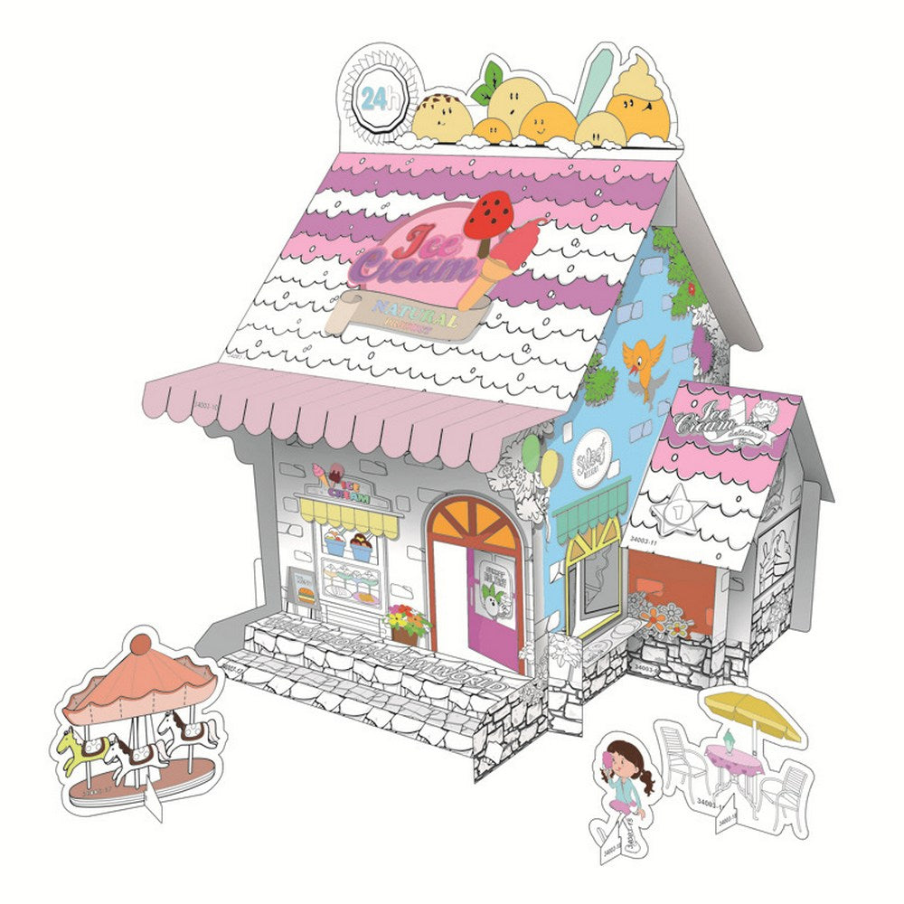 Kids Ice Cream Shop DIY Doodle Cardboard Houses Art Craft Set