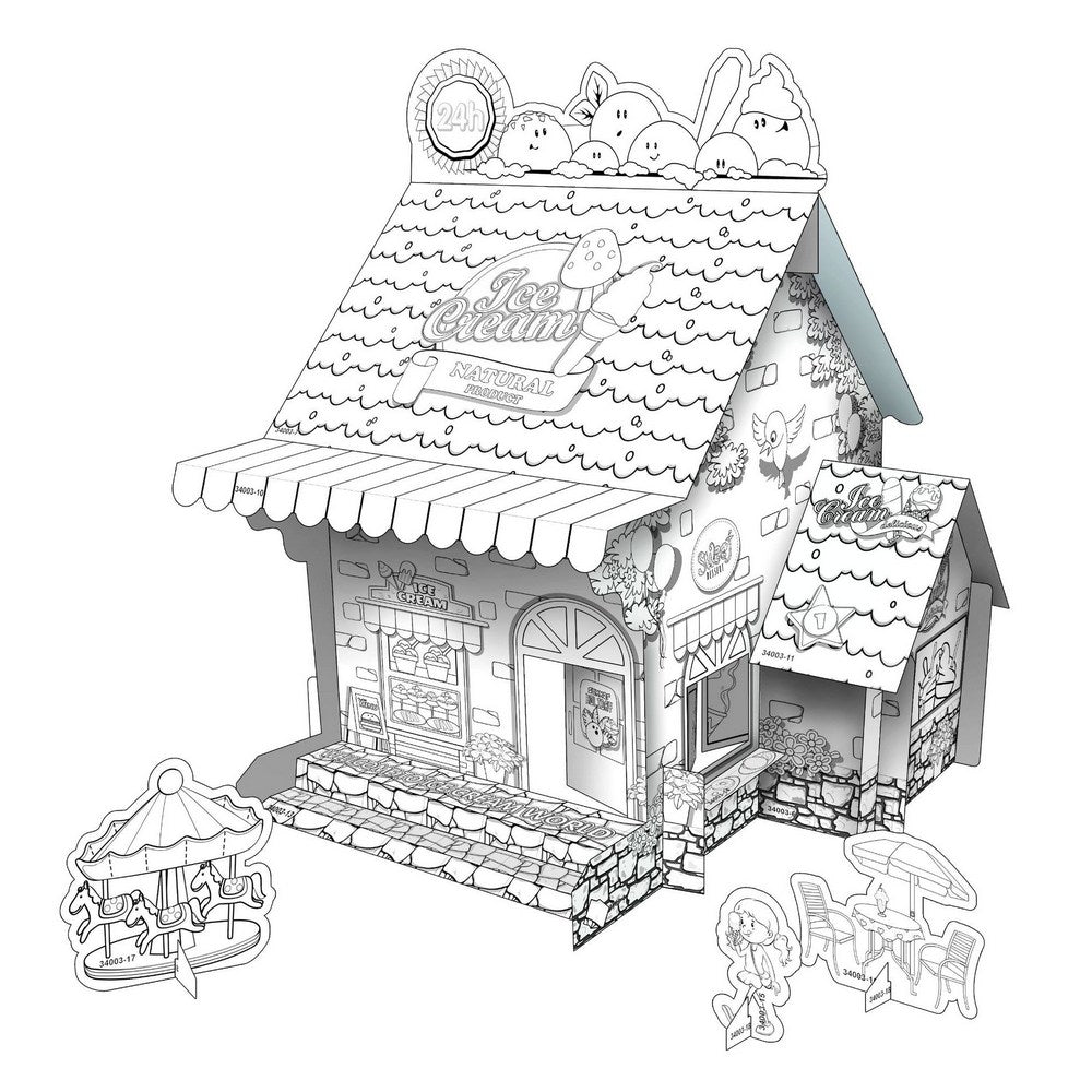 Kids Ice Cream Shop DIY Doodle Cardboard Houses Art Craft Set