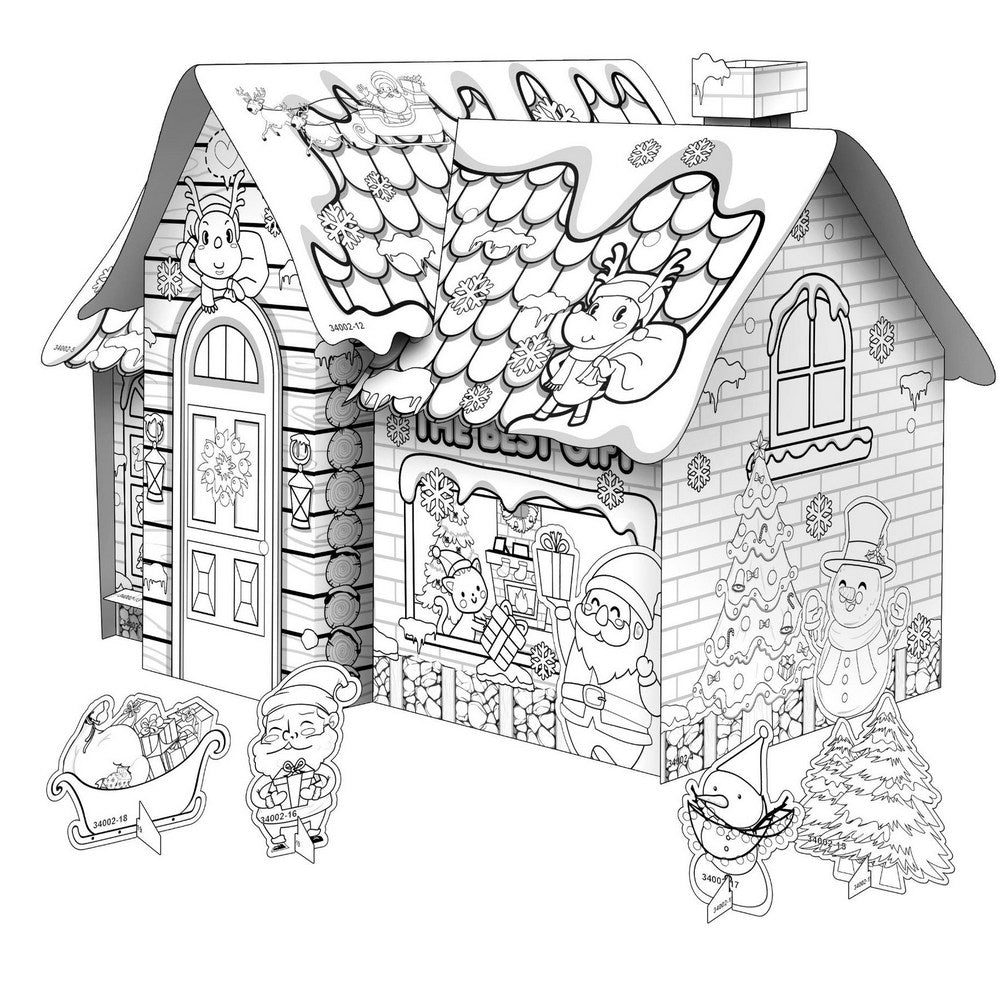 2 X Kids Ice Cream Shop Christmas House DIY Doodle Cardboard Houses Art Craft Set