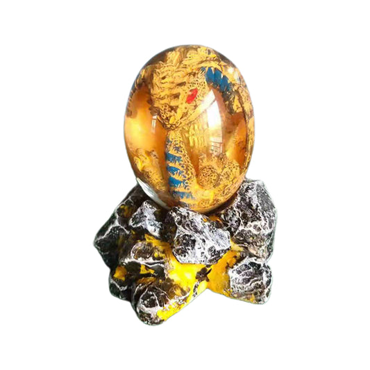 Yellow Resin Transparent Lava Dragon Egg Sculpture Decor