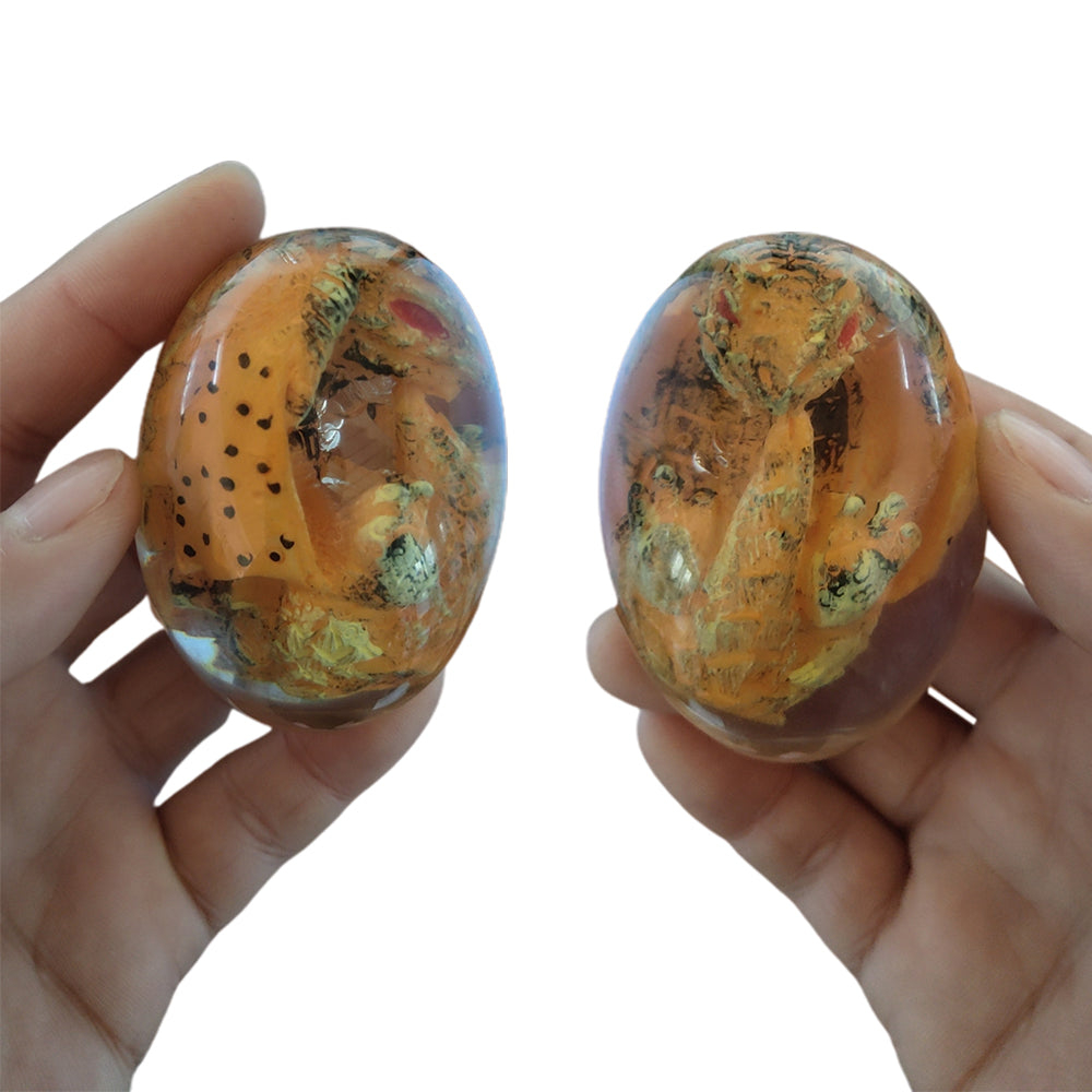 Yellow Resin Transparent Lava Dragon Egg Sculpture Decor