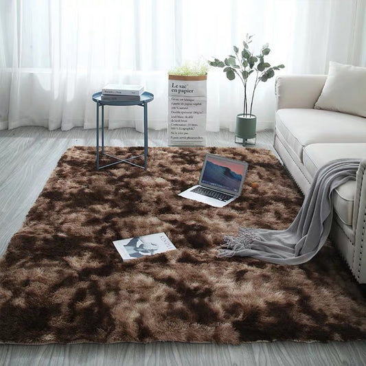 200x160cm Dye Fluffy Plush Rug Floor Carpet Coffee