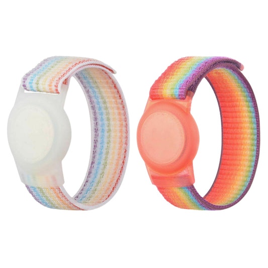 2Pcs 220mm Wristband Strap Tracker Protective Case for Airtag Colorful Rainbow Color