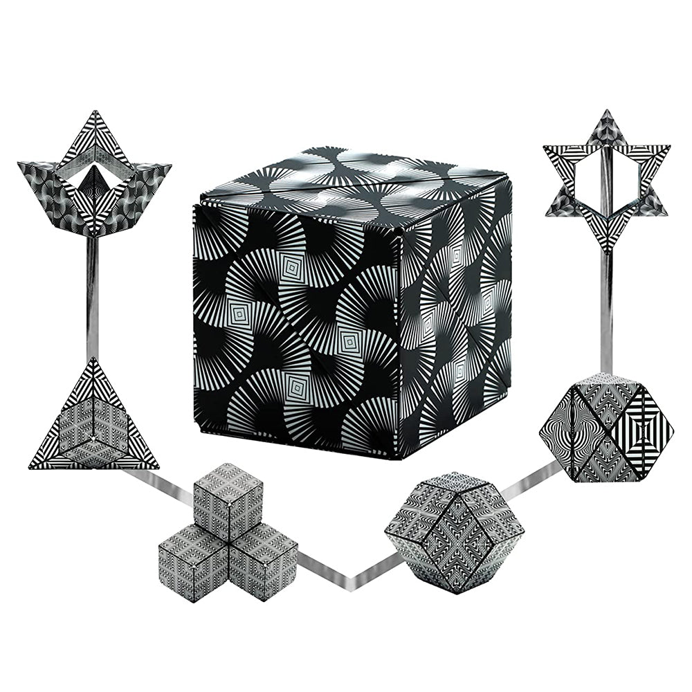 3D Magic Cube Puzzle Shape Shifting Box Black and White Pattern