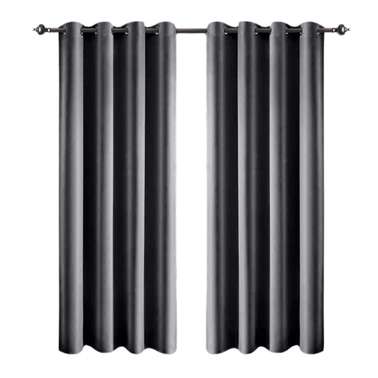 1 Pair Satin Blackout Curtain Dark Grey Medium