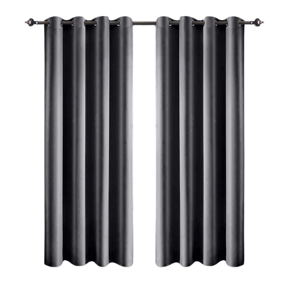 1 Pair Satin Blackout Curtain Dark Grey Small